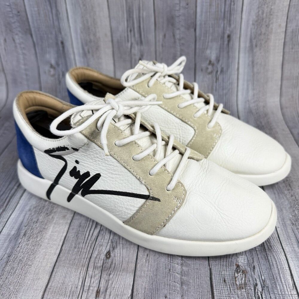 Giuseppe Zanotti Shoes 40 Signature Logo Leather Lace Up Sneakers Trainers $550